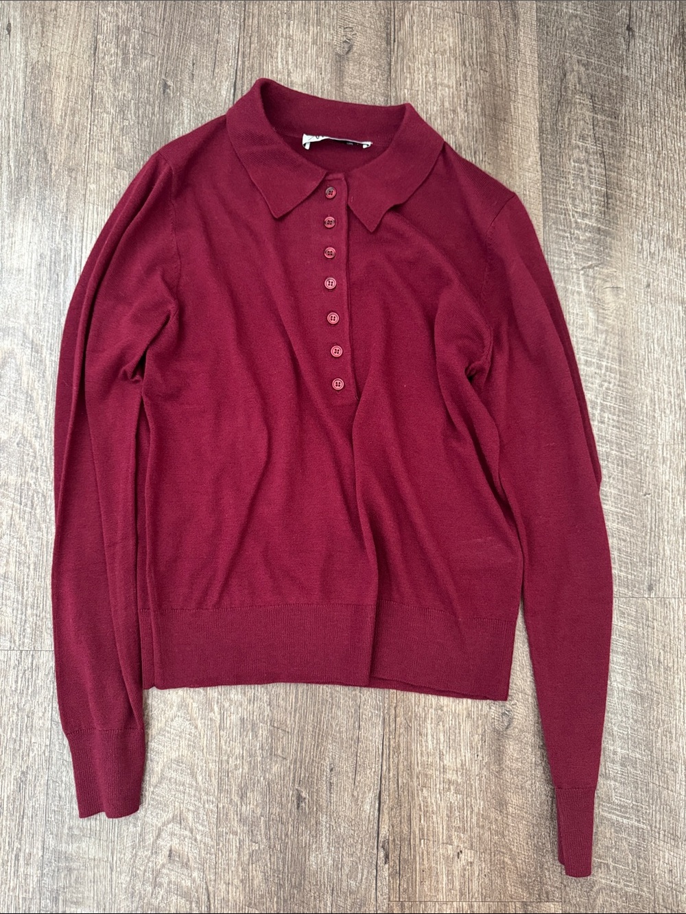 Zara Wine Red Polo Knit Top